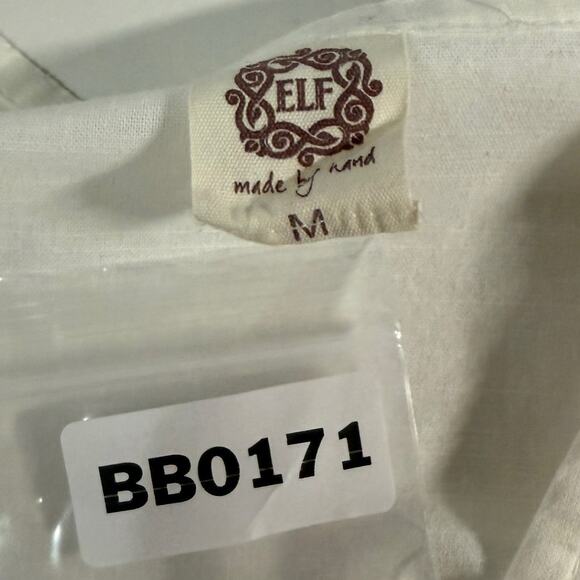 Bali Elf Handmade M White Peony Midi Dress 100% Cotton *flaw - Picture 4 of 9